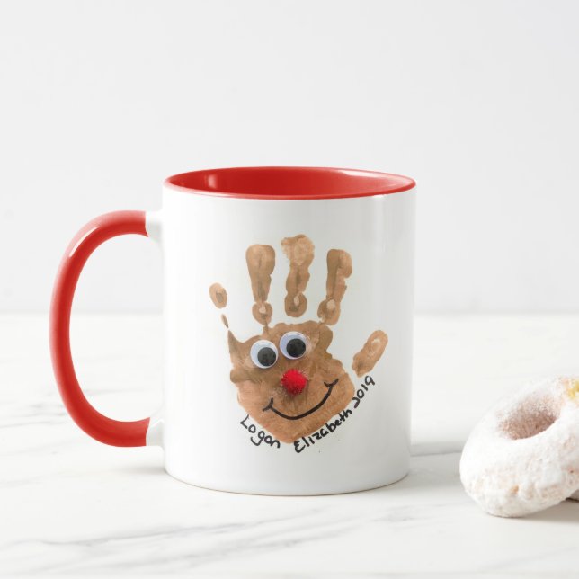 Taza Personalizado Kids Handprint Art Keepsake (Con donut)