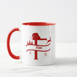 Taza Personalizado Letra F Nombre Navidades Monograma