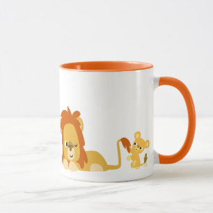 Taza Personalizado lindo León papá y cub Mug