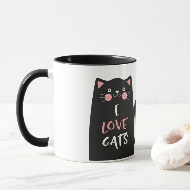 Taza Personalizado lindo que amo a los gatos (Con donut)