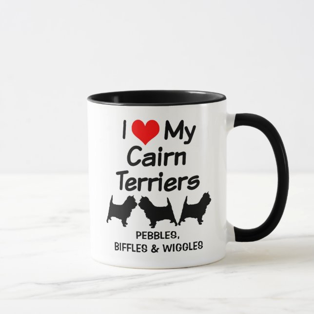 Taza Personalizado Love My Three Cairn Terrier Doger Mu (Derecha)