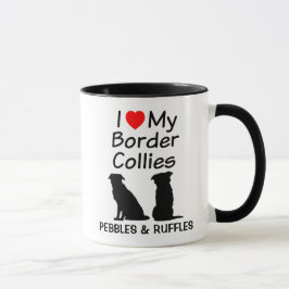 Taza Personalizado Love My Two Border Collie Dogs Mug