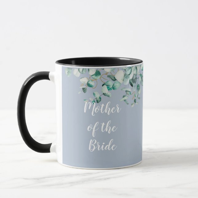 Taza Personalizado Madre de novia Groom Dusty Blue Euca (Izquierda)