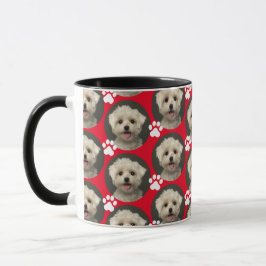 Taza Personalizado Mascota Foto Paw Imprimir patrón roj