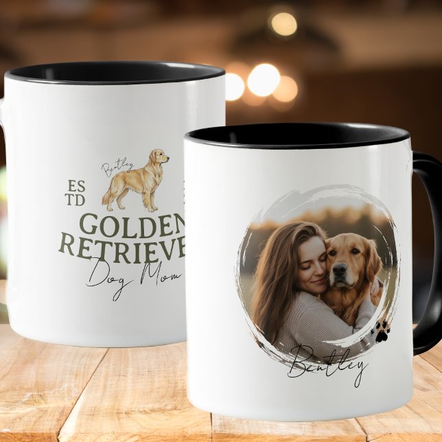 Taza Personalizado Mascota Retrato Perro Mamá Dorado Re (Elevate your kitchen set with this Custom Pet Portrait Dog Mom Golden Retriever mug! )