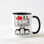 Taza Personalizado Me Encanta La Mug De Mis Dos Blancos<br><div class="desc">Esta taza de personalizado "I Love My Whippets" es perfecta para cualquiera que posea dos Whippet dogs,  solamente cambia a tu propio Whippet name con la caja provista.</div>