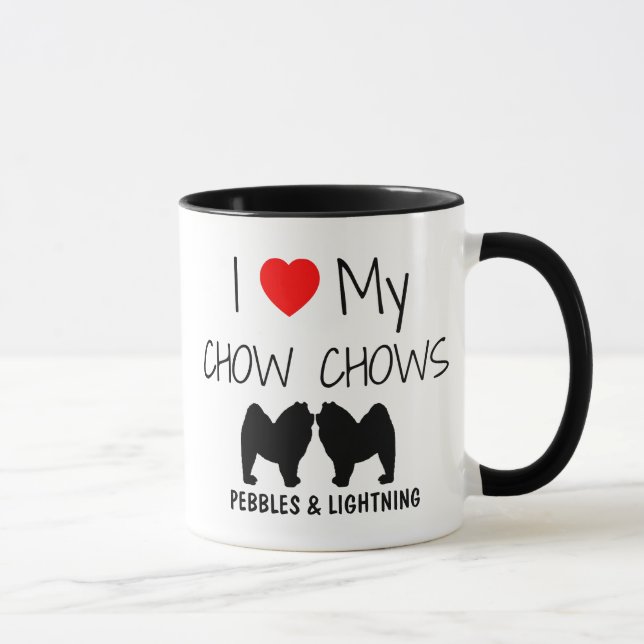 Taza Personalizado Me Encanta Mis Dos Chow (Derecha)