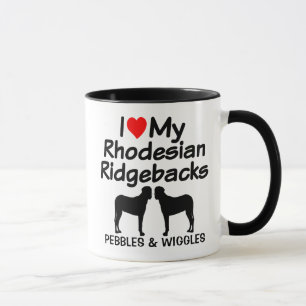 Taza Personalizado Me Encanta Mis Dos Perros Rhodesiano