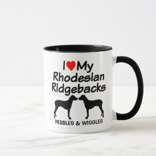 Taza Personalizado Me Encanta Mis Dos Perros Ridgeback 
