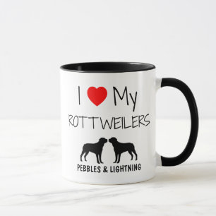 Taza Personalizado Me Encanta Mis Dos Rottweilers