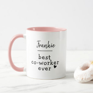Taza Personalizado Mejor Obrero, Colega, Blanco Rosa