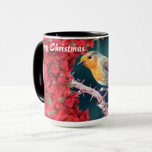 Taza Personalizado Merry Christmas Robin Mug