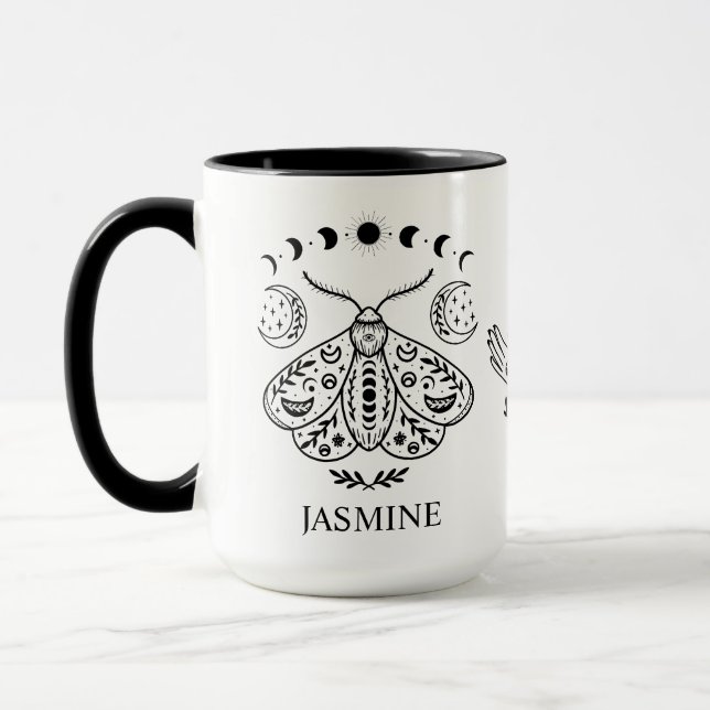 Taza Personalizado Místico Celestial Mariposa Luna Góti (Izquierda)