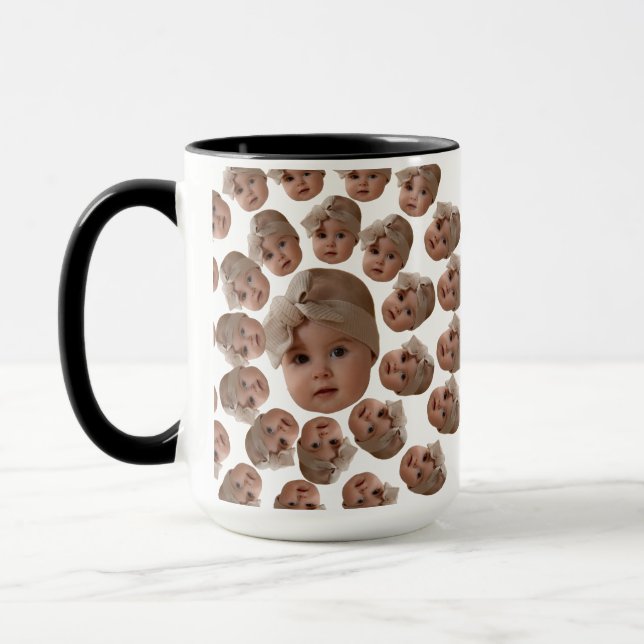Taza Personalizado moderno bebé rostro abuelo cumpleaño (Izquierda)