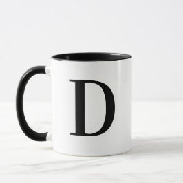 Taza Personalizado Moderno Monograma Negro Letra D Pers