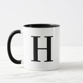 Taza Personalizado moderno monograma negro Letra H pers