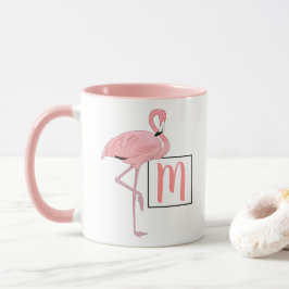 Taza Personalizado Monograma Cute Flamingo Rosa Waterco