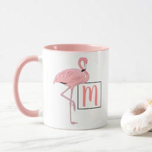 Taza Personalizado Monograma Cute Flamingo Rosa Waterco