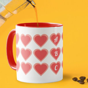 Taza Personalizado Monograma doble corazón