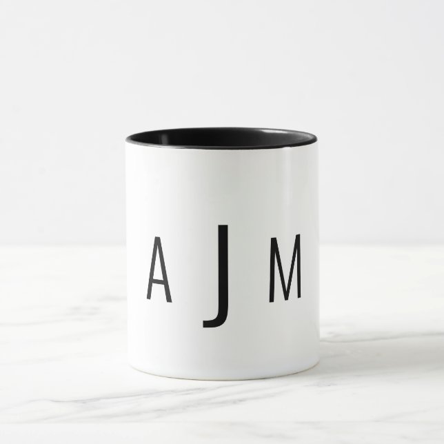 Taza Personalizado Monograma Fuente simple moderna (Centro)