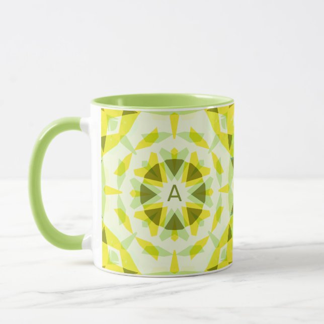 Taza Personalizado Monograma inicial Estrella Verde Ama (Izquierda)