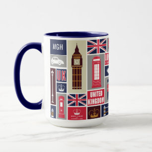 Taza Personalizado Monograma Londres Iconos del Reino U