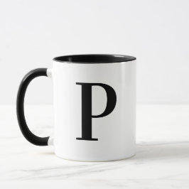 Taza Personalizado Monograma Negro Moderno Letra P Pers