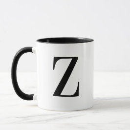 Taza Personalizado Monograma Negro Moderno Letra Z Pers