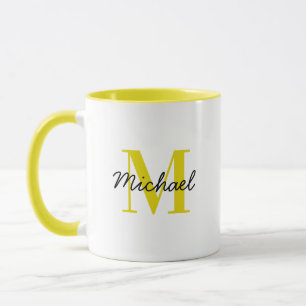 Taza Personalizado Monograma y nombre Mug de color negr