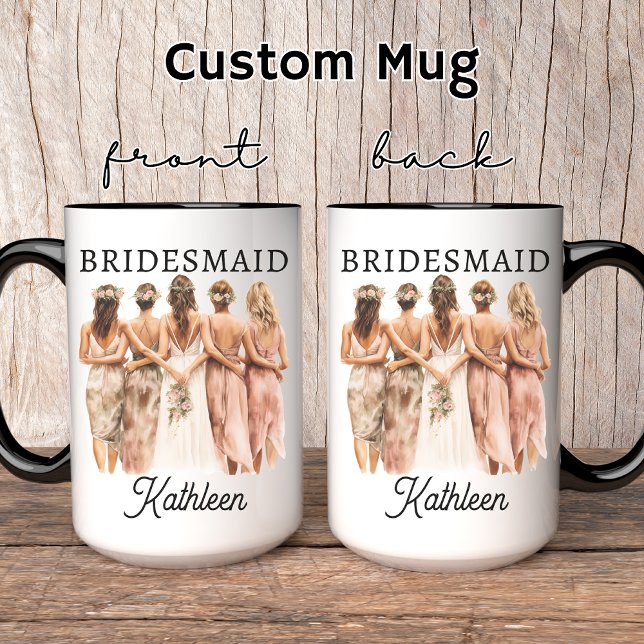 Taza Personalizado Mug de la dama de honor, regalo de l (bridesmaid gift, bachelorette party mug, maid of honor mug, bridesmaid proposal gift, bride to be)