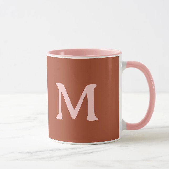 Taza Personalizado Naranja quemado Monograma (Derecha)