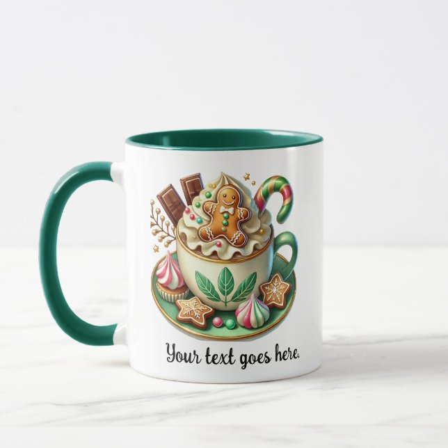 Taza Personalizado Navidades de texto chocolate calient (Izquierda)