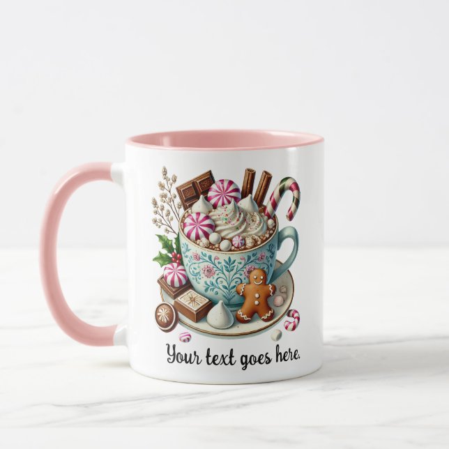 Taza Personalizado Navidades de texto chocolate calient (Izquierda)
