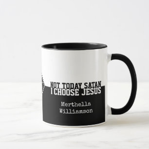 Taza Personalizado negro NO HOY SATAN Christian Mug