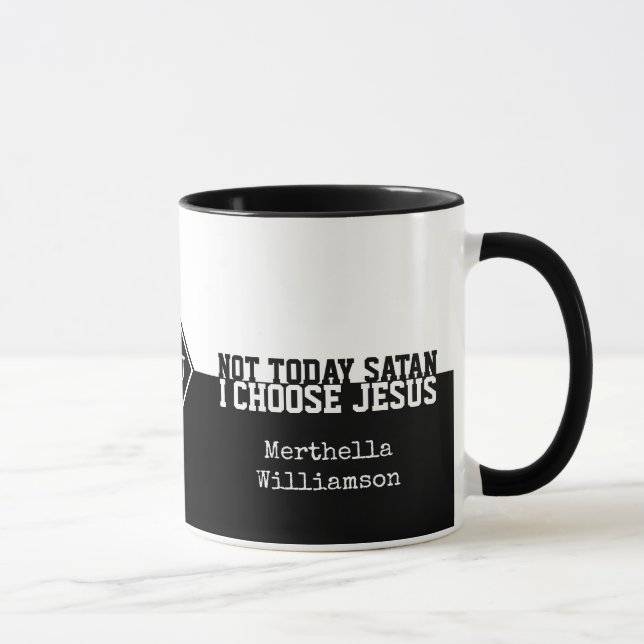Taza Personalizado negro NO HOY SATAN Christian Mug (Derecha)