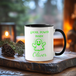 Taza Personalizado Neon Halloween Mug - Diseño fantasma