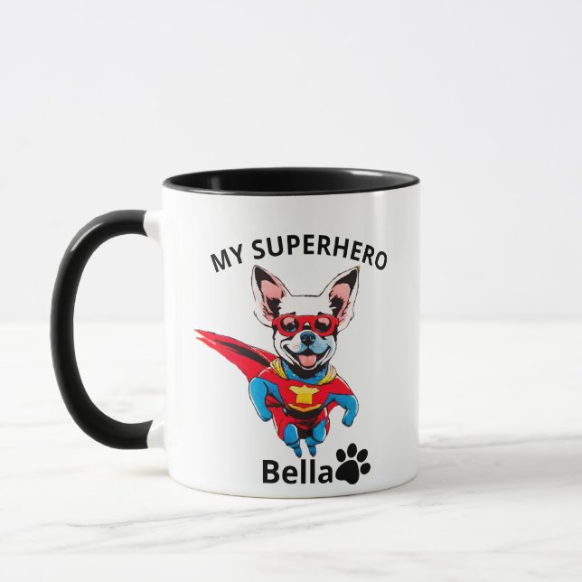 Taza Personalizado Nombre del perro Hero Mug | Personal (Izquierda)