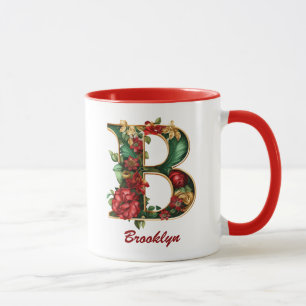 Taza Personalizado Ornate Monograma B Navidades Red Gol
