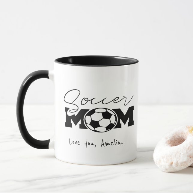 Taza Personalizado para cada orgullosa madre futbolera (Con donut)