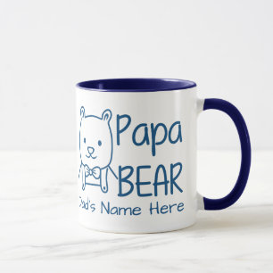 Taza Personalizado para papá azul papá oso doble cara