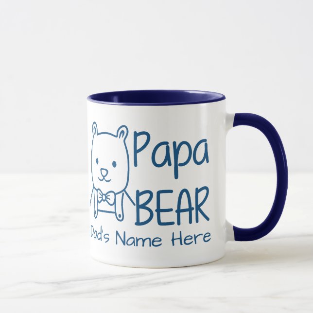 Taza Personalizado para papá azul papá oso doble cara (Derecha)
