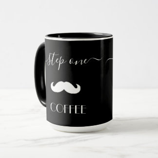 Taza Personalizado Paso Uno CAFÉ Mustache Funny Hombres