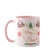 Personalizado Pink Merry Christmas Santa Sleigh