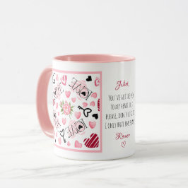 Taza Personalizado Pink Peony Hearts Love Día de San Va