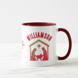 Taza Personalizado Purpurina cristiano Natividad Navida