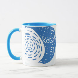 Taza Personalizado Resumen Bucles de círculo azul y bla