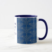Personalizado Ringer Mug, azul oscuro, patrón de e