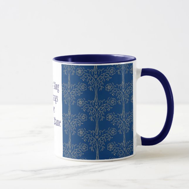 Taza Personalizado Ringer Mug, azul oscuro, patrón de e (Derecha)
