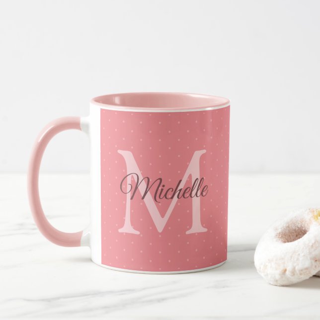Taza Personalizado rojo carisma Monograma inicial Su no (Con donut)
