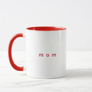 Taza Personalizado rojo minimalista Mamá de texto blanc